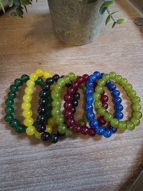 Colorful Glass Bead Stretch Bracelet Set - Multicolor